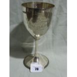 A Circular Based Walker & Hall Plated Presentation Goblet Dated 1907