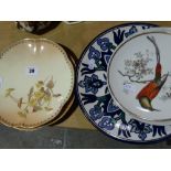 Two Royal Worcester Blush Ivory Ground Floral Decorated Circular Fruit Plates Together With