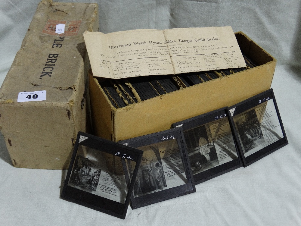 A Set Of Illustrated Welsh Hymn Magic Lantern Slides From The Bangor Guild Series