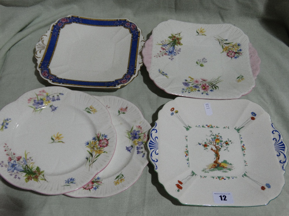 A Selection Of Shelley China Serving Plates Including Six "Wild Flowers" Pattern Plates