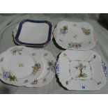 A Selection Of Shelley China Serving Plates Including Six "Wild Flowers" Pattern Plates