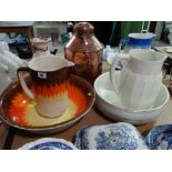 Two Pottery Wash Jug And Basins