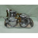 A Five Piece Picquot Ware Tea And Coffee Service On A Matching Tray