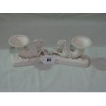 A Pair Of Belleek China Candle Holders In The Form Of Seahorses, Black Printed Mark