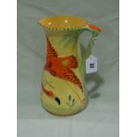 A Burleigh Ware Moulded Pottery Jug Decorated With Flamingo
