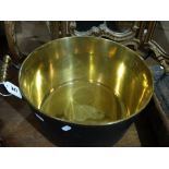 A Two Handled Brass Preserve Pan