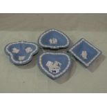 A Set Of Four Wedgwood Blue Jasper Ware Card Suit Pin Dishes