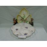 A Poole Pottery Serving Dish Together With A Carlton Ware Leaf Dish Etc
