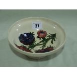 A Cream Ground Signed Moorcroft Pottery Floral Decorated Bowl