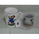 Two Transfer Decorated Nursery Mugs