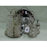 Three Silver Plated Cruet Stands And Further Plated Ware