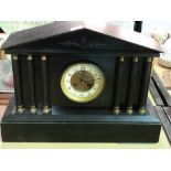 A Victorian Black Marble Encased Mantel Clock With Circular Enamel Dial