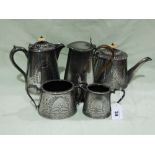 A Four Piece Plated Tea Service Together With A Further Hot Water Jug