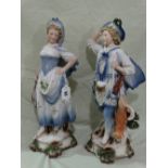 A Good Pair Of Edwardian Bisque China Figures Of Male And Female Hunters