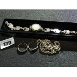 A Silver And Mother Of Pearl Set Bracelet Etc