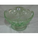 An Art Deco Period Green Tinted Moulded Glass Fruit Bowl