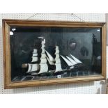 A Cased Diorama Or Shadow Box Model Of A Three Mast Sailing Ship