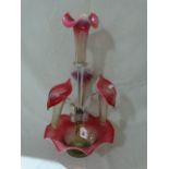 A Cranberry Tinted Glass Epergne