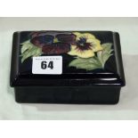 A Moorcroft Pottery Deep Blue Ground Pansy Pattern Box And Cover