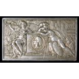 *Memorial to Nelson, a rectangular silver plaque, circa 1806, repoussé, by Peter Wyon, wreathed