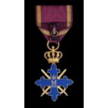 *Romania, Order of Michael the Brave, 1944-47 issue, Third Class breast badge, in gilt and blue