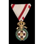 *Montenegro, Red Cross Decoration for the Balkan War 1913, type 1 by Lemaître, Paris, in silver-gilt