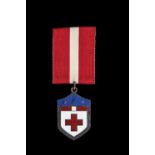 Latvia, Red Cross Decoration, Third Class breast badge, in silver and enamels, width 28mm, in case