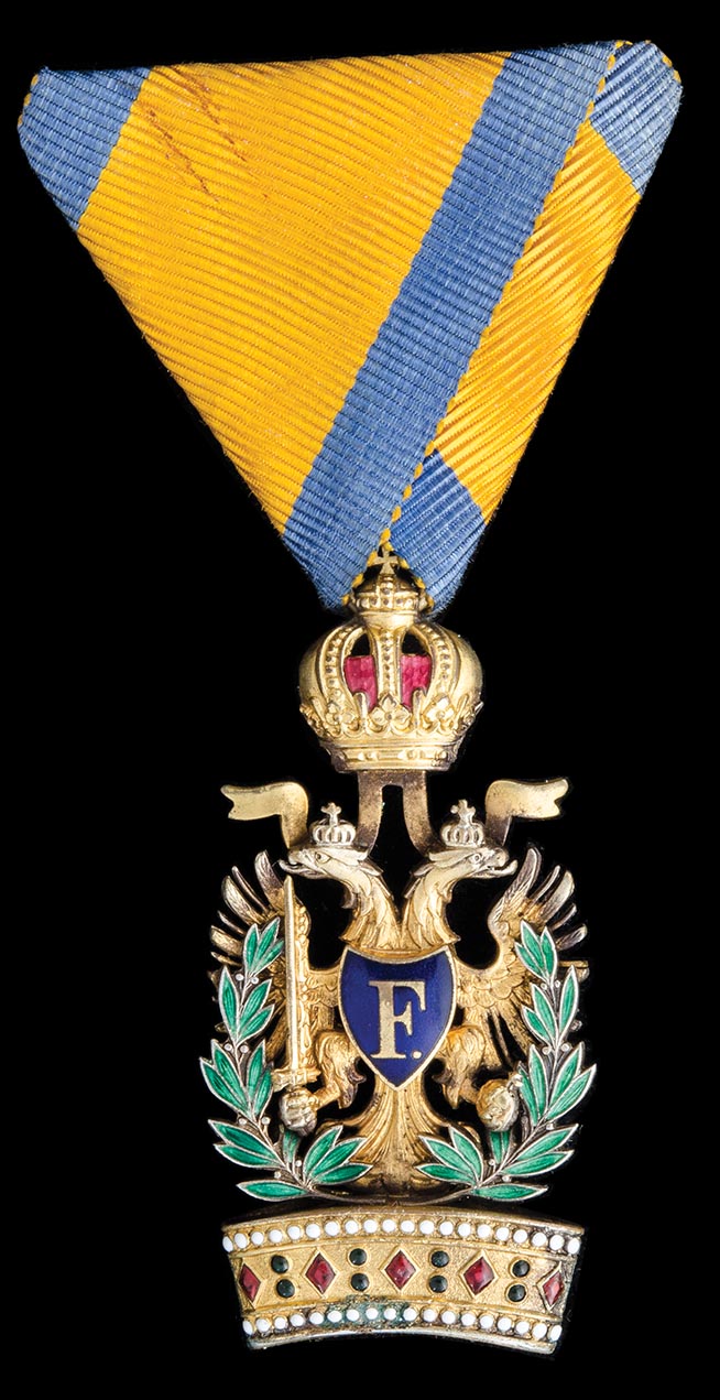 *Austria, Order of the Iron Crown, Knight’s breast badge, in bronze-gilt and enamels, with War