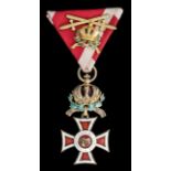 *Austria, Order of Leopold, Knight’s breast badge with War Decoration, suspension ring hallmarked,