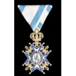 Serbia, Order of St Sava, type 3 Fourth Class breast badge, by Huguenin Frères, Le Locle, in