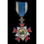 *China, Catastrophe Relief Merit Decoration, Fifth Class badge, in silver and enamels, width 59mm,