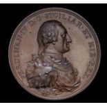*Ferdinand IV Restored to his Throne at Naples, 1799, copper medal by C.H. Küchler, bust right,