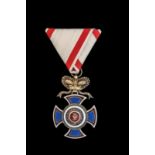 *Montenegro, Order of Danilo I, Fourth Class neck badge, unmarked, in silver, with gold and