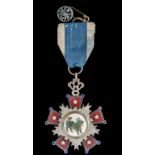 *China, Catastrophe Relief Merit Decoration, First Class badge, in silvered metal and enamels, width