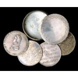 *Nelson’s Victories, set of four silver medalets, circa 1805, bust of Nelson left, rev., each
