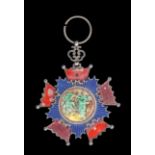 *China, Catastrophe Relief Merit Decoration, Fifth Class badge, in silver and enamels, reverse