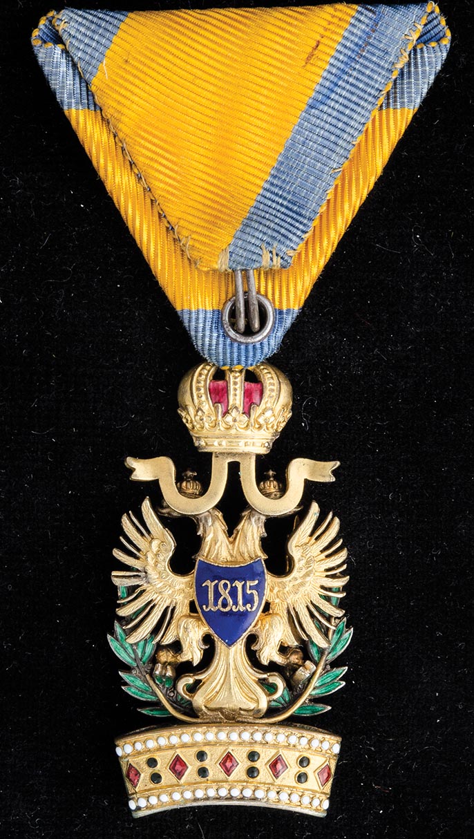 *Austria, Order of the Iron Crown, Knight’s breast badge, in bronze-gilt and enamels, with War - Image 2 of 2