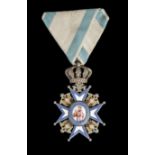 *Serbia, Order of St Sava, type 1, Fourth Class breast badge, by Karl Fleischhacker, Vienna, in