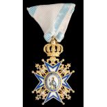 Serbia, Order of St Sava, type 3, Fourth Class breast badge, by Huguenin Frères, Le Locle, in