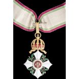 *Bulgaria, Order of Civil Merit, type 1, Third Class neck badge, in gilt and enamels, width 62.