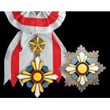 *Manchukuo, Order of the Auspicious Clouds, First Class set of insignia, comprising sash badge, in