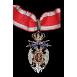 *Serbia, Order of the White Eagle with Swords (1915-41), Third Class neck badge, by Arthus Bertrand,