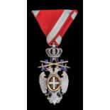 *Serbia, Order of the White Eagle with Swords, Fifth Class badge, by uncertain maker, similar to the