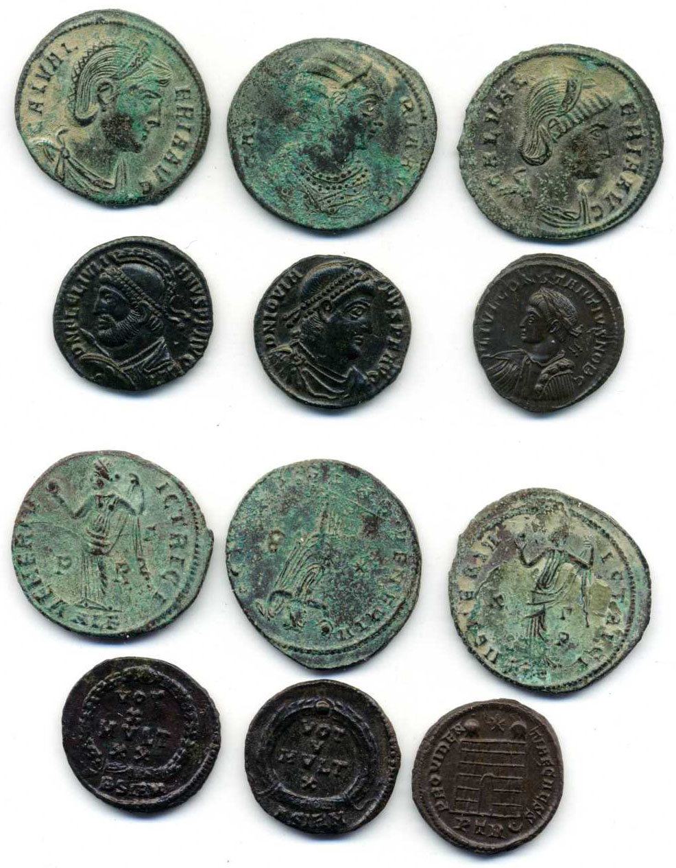 Constantius II as Caesar, AE nummus, Trier (RIC 480); Julian II, AE nummus with military bust