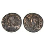 *Decapolis, Abila, Commodus, AE 26mm, bust right, rev., Tyche in distyle temple, 14.20g (Rosenberger