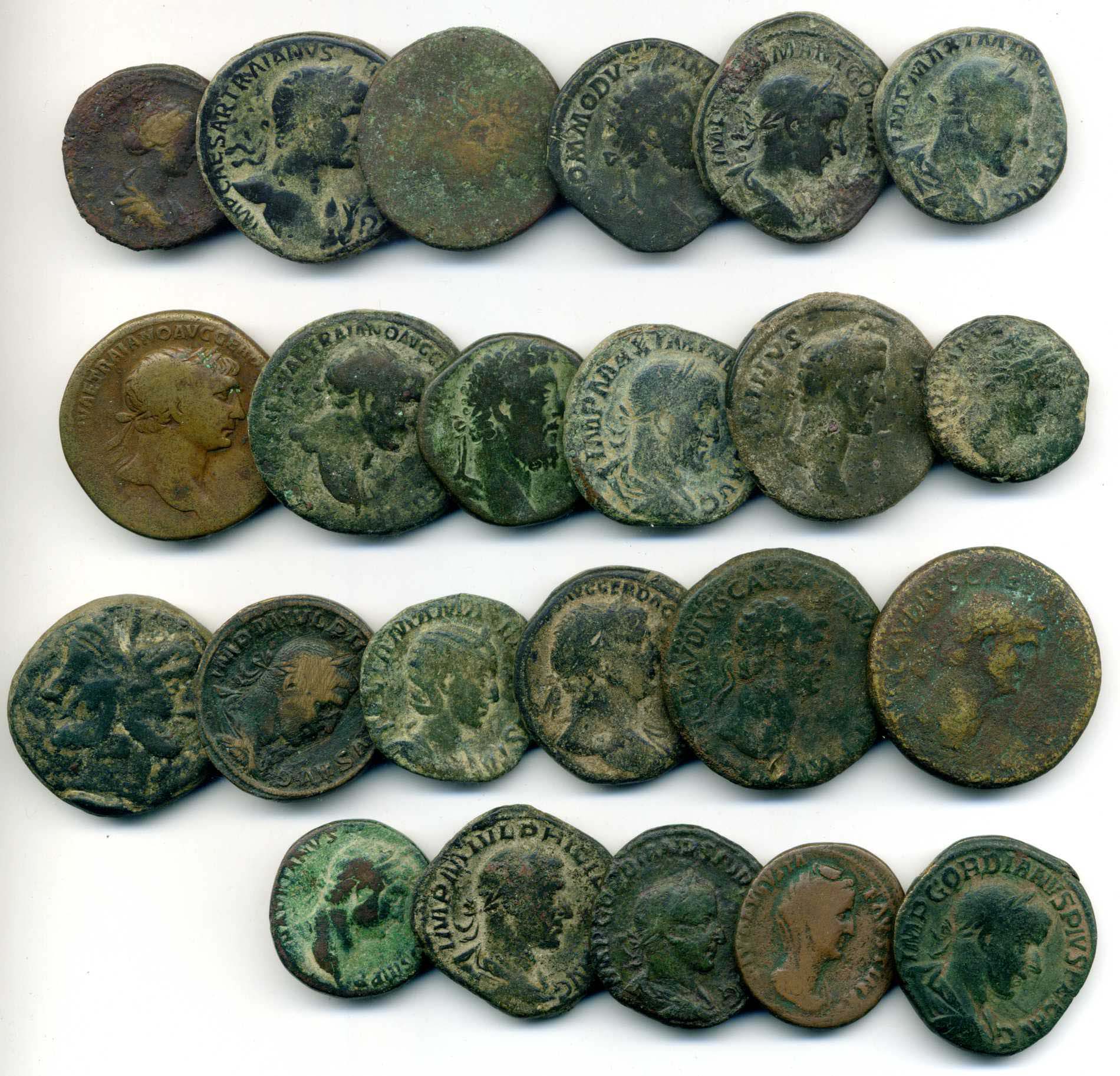 Roman bronze coins, comprising Republican as, sestertii of Claudius (2), Trajan (3), Hadrian (2),