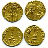Constans II (641-668), solidi (2), types with single and double portraits, rev., cross potent, 4.36g