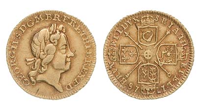 *George I, quarter-guinea, 1718 (S. 3638), good very fine and lightly toned