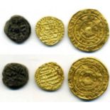Fatimid, al-Mahdi, quarter-dinar, mint and date unclear, 1.04g, about extremely fine; al-Mu‘izz,