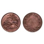 *India, Opening of the Bombay Mint, 1828, bronze medal, lion and palm tree design after Flaxman,